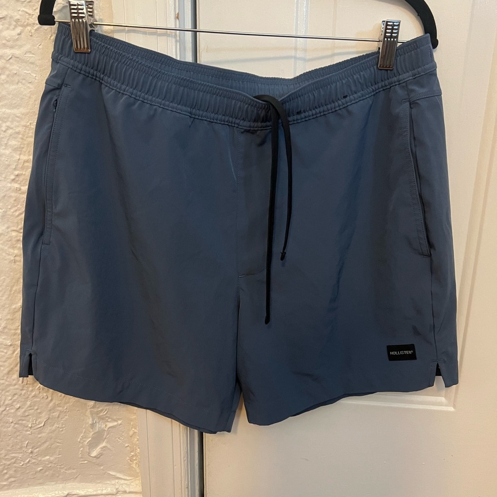 Hollister Athletic Black and Blue Shorts Lightweight Drawstring